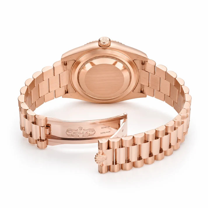 Day Date Rose Gold Black Marble Dial Automatic Super Clone Watch
